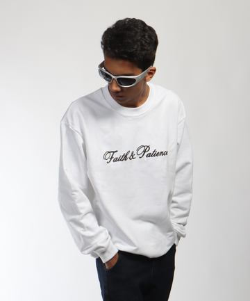 TWOLAWS WHITE FAITH & PATIENCE SWEATSHIRT